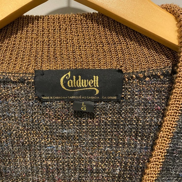 🤡BOGO🤡 Retro CALDWELL Canada Wool Blend Deep V-Neck Pullover Sweater - Mens L - Picture 4 of 11